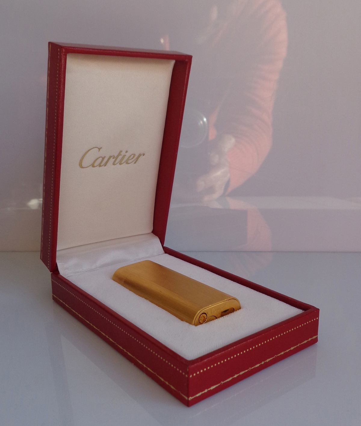 CARTIER PARIS GOLD PLATED LIGHTER BRUSHED DESIGN WITH ITS